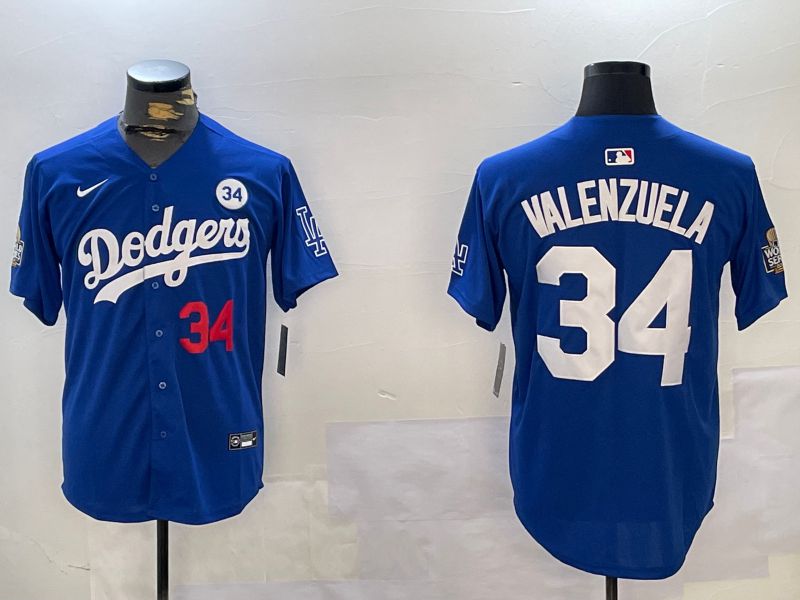 Men Los Angeles Dodgers #34 Valenzuela Blue Game 2024 Nike MLB Jersey style 11212